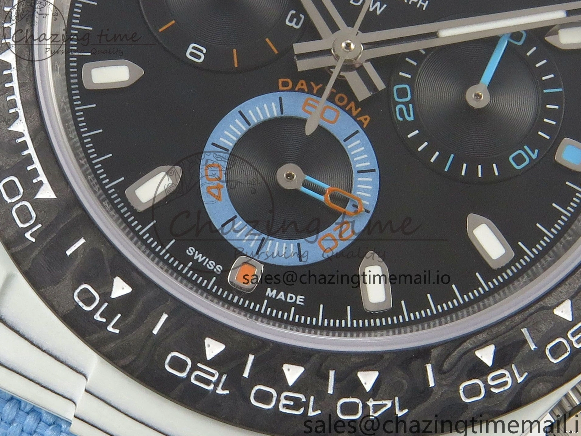 MiroTime 0403 Attractive Daytona DIW Carbon Case and Bezel DIWF Edition Black Dial on Blue Nylon Strap A 71